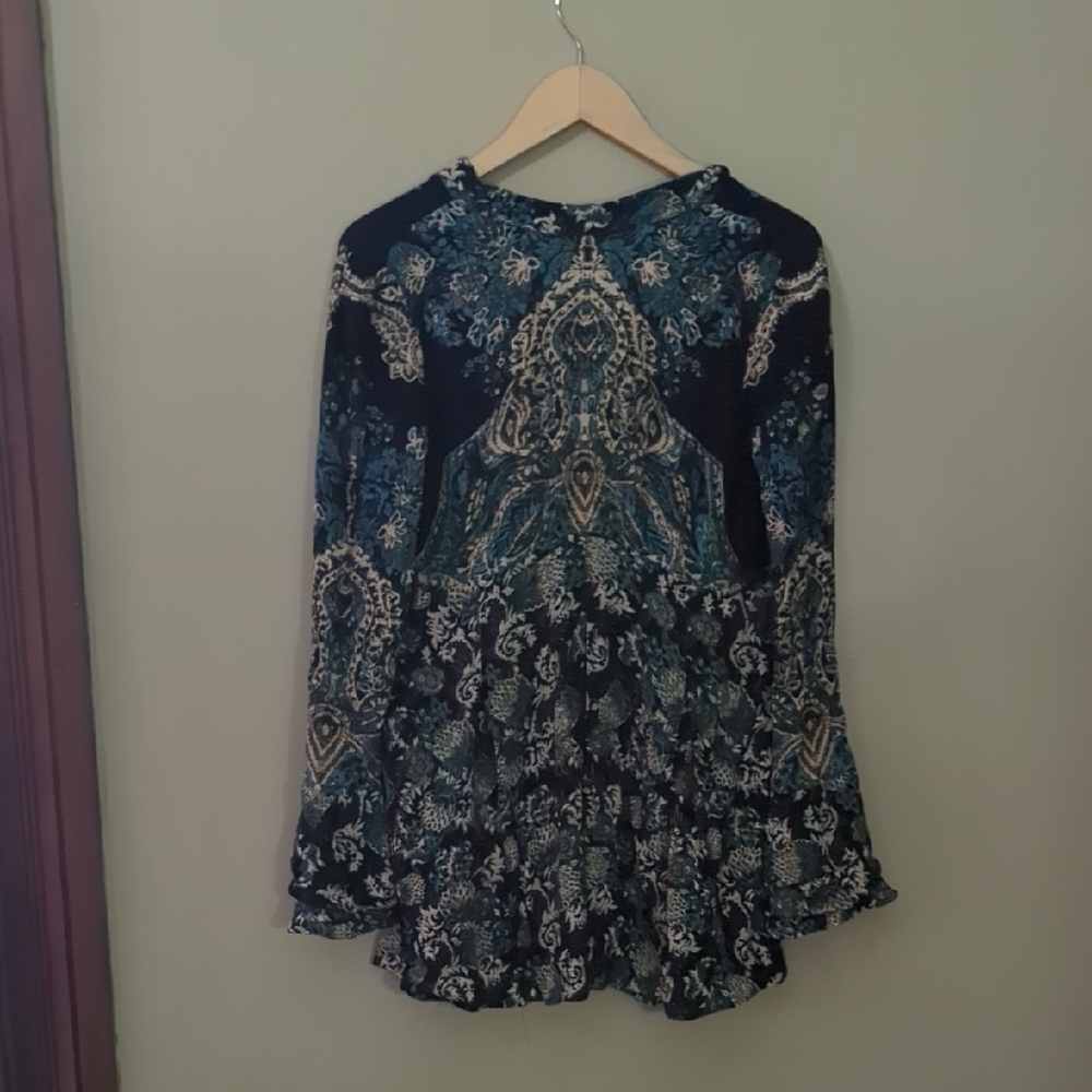 Bohemian Patterned Long Sleeve Blouse